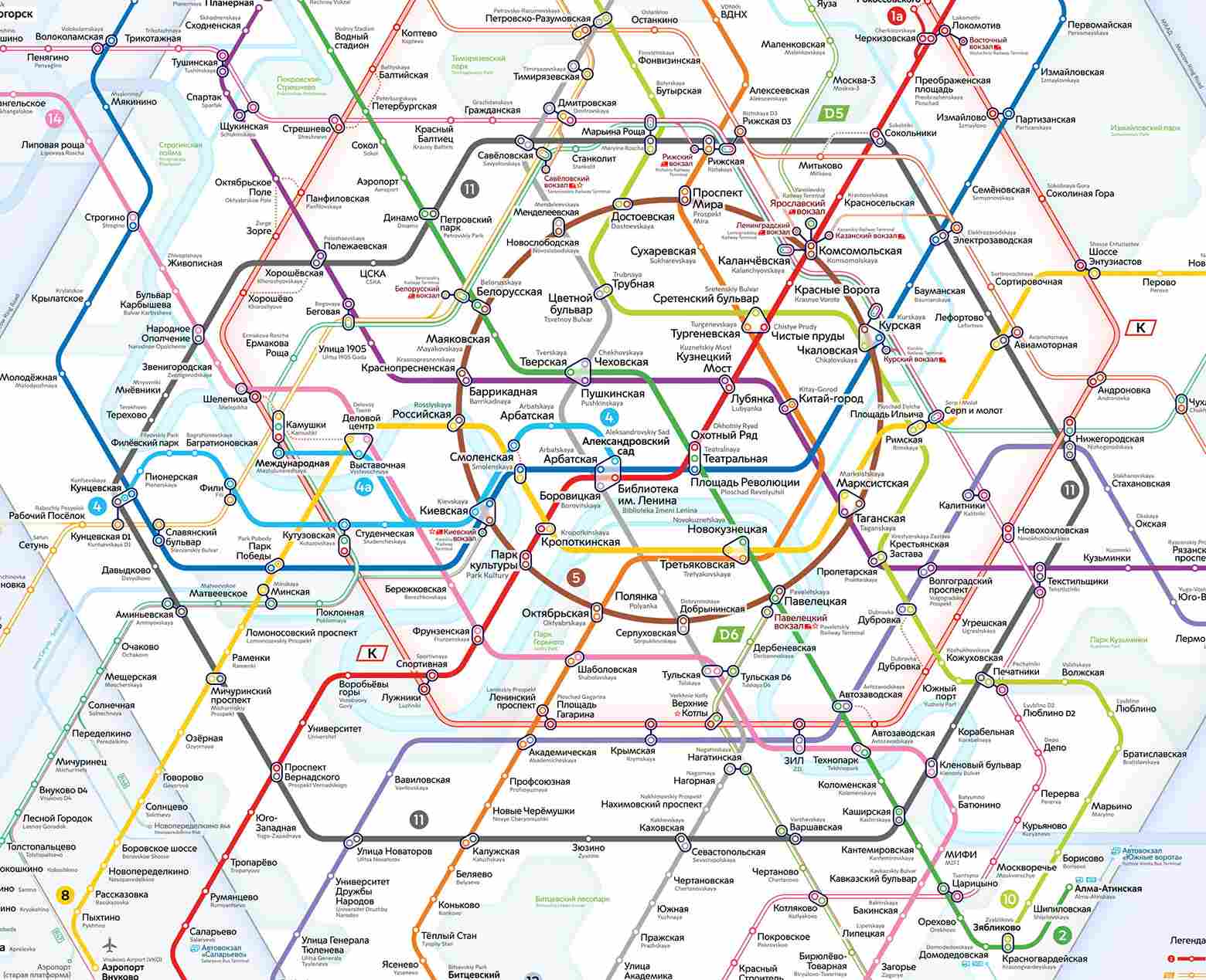 نقشه مترو های شهر مسکو روسیه